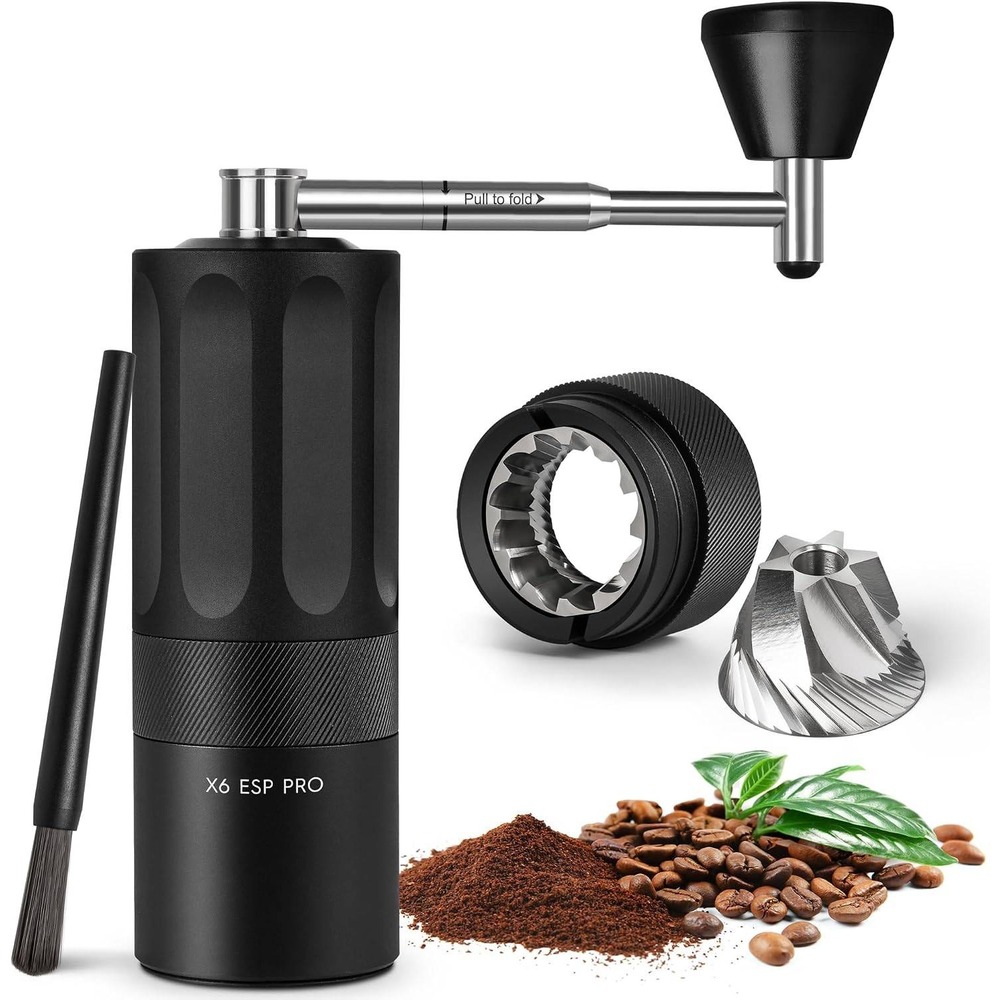Star Nebula X6 Pro Manual Coffee Grinder Black Folding Handle Conical Burr New